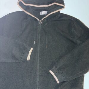 Savage X Fenty Black Zip-Up Sweater with Tan Trim